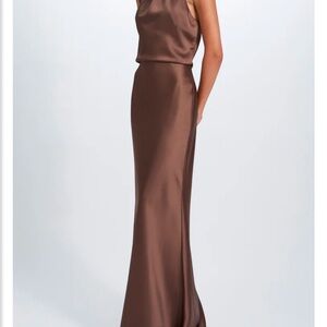Elegant AMSALE Fluid Satin Draped Neck Dress BRAND New!